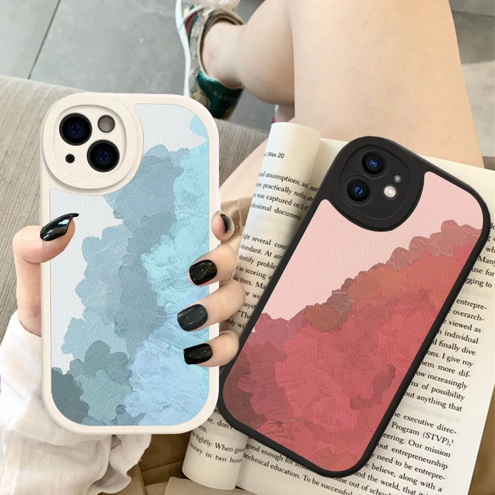 

Watercolor Painting Phone Case Hard Leather For iPhone 14 13 12 Mini 11 14 Pro Max Xs X Xr 7 8 Plus Fundas