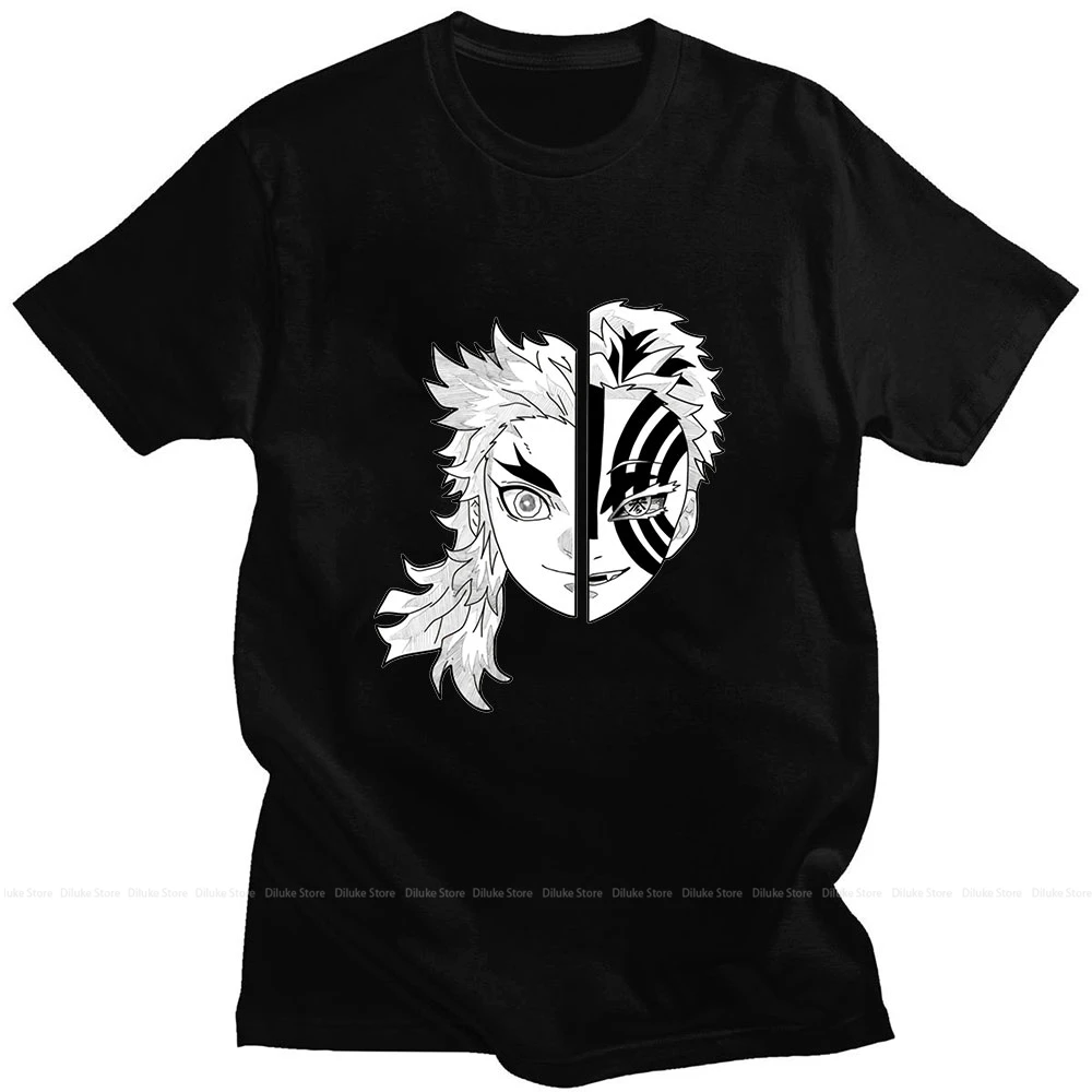 

Anime Demon Slayer T Shirt Rengoku Akaza Summer Trend Short Sleeve Cotton Casual Loose Men's T-Shirt Retro Fashion Comic Print