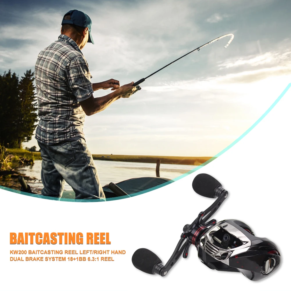 

Practical 6.3:1 Fishing Reel Tackle Left/Right Hand Bait Casting Reel Dual Magnetic Brake Reverse Stopping System Angling Supply