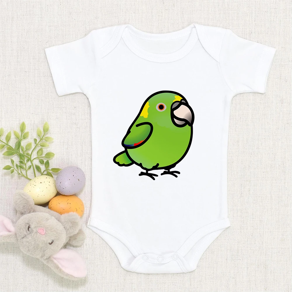 

Sweet Exquisite O-Neck All-Match Newborn Romper Casual Funny Watercolor Parrot Birds Print Simple Baby Girl Boy Onesie