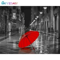 gatyztory paint by number red umbrella drawing on canvas gift diy pictures by numbers landscape kits hand painted painting art h