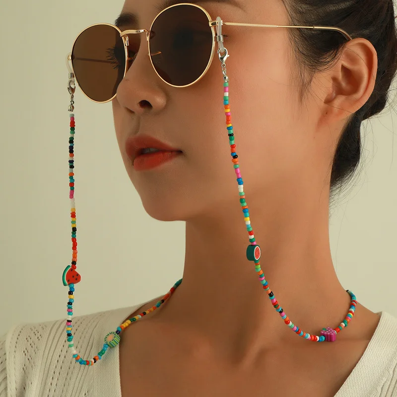 

Bohemian Colored Mask Strap Beaded Glasses Chains Women Face Mask Lanyard Anti Slip Women's Neck Chain For Eyeglass Sunglasses