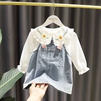 girls baby clothes set new shirt strap skirt two piece childrens dress set spring and summer