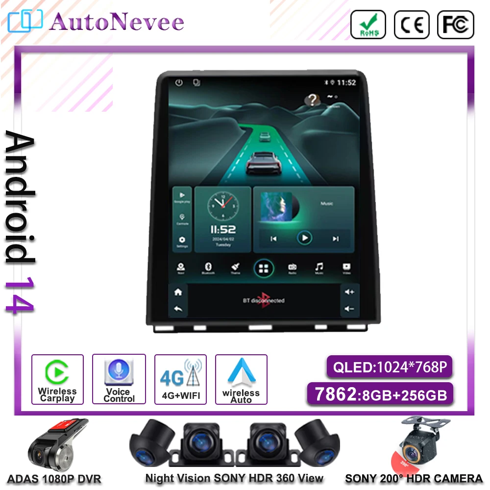 Android 14 9 7 дюйма для Renault Clio5 CLIO 5 2019-2021 Мультимедийный плеер GPS-навигация Авто радио