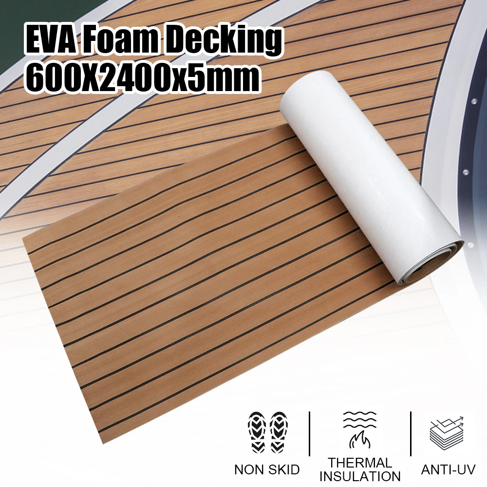 

Коврик из пены EVA для лодки, Не впитывающий самоклеящийся защитный коврик, напольное покрытие для яхты, искусственный Тиковый коричневый настил, лист 600*2400*5 мм