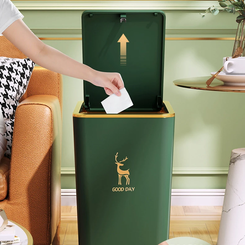 

13L Trash Can Kitchen Bathroom Toilet Living Room with Lid Trash Can