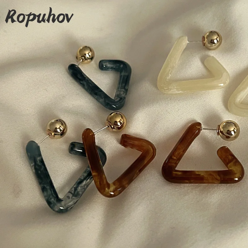 

Серьги Ropuhov с серебряными иглами, геометрические, треугольные, Круглые, из акриловых бусин, темпераментные, корейские, винтажные, простые