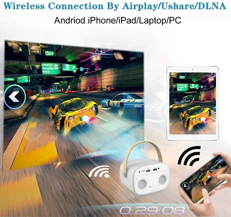 Фото Портативный 3D 4K Android видеопроектор WOWOTO 2026, 2000 люмен, Wi-Fi, Bluetooth, LED DLP, для домашнего кинотеатра, безэкранный мини-проектор для смартфона №3