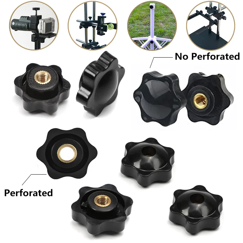 

1/5Pcs Plum Nut Mechanical Black Thumb Nut Knob Manual Nut Thermoplastic Brass Thread With and Without Holes M4/M5/M6/M8/M10/M12