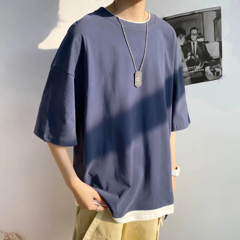 Мужская футболка с имитацией двух предметов коротким рукавом Корейская версия