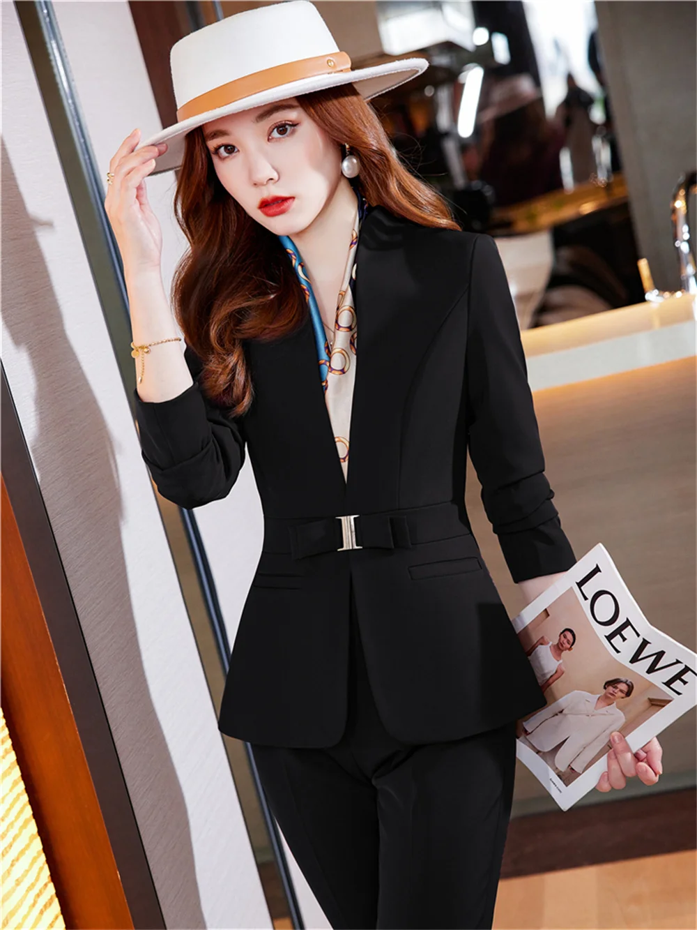 Fashion Women's Suits 2023 New in Black Khaki Wine Red Long Sleeve Blazer + Pants Suit Formal Office Ladies Business 2 Piece Set