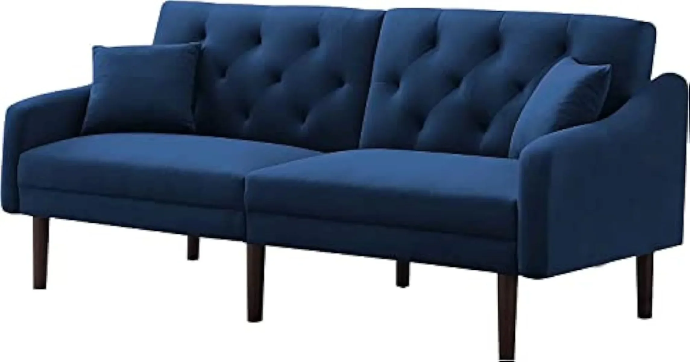 Диван-футон-трансформер с двумя подушками бархатный тафтинговый диван