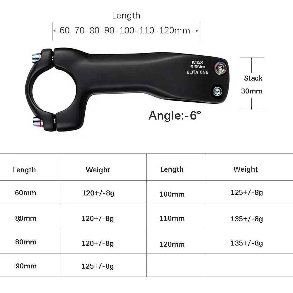 Вынос велосипеда из углеродного волокна ELITA ONE MTB 60-120 мм подходит для шоссейных и