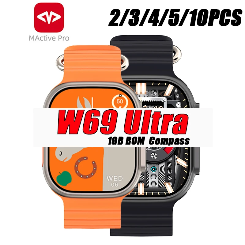 

Смарт-часы W69 Ultra IWO Ultra, 49 мм, Bluetooth, телефонные звонки, фотография, GPS, Версия 8, компас, мужские и женские Смарт-часы с ремешком и блокировкой, Беспроводная зарядка