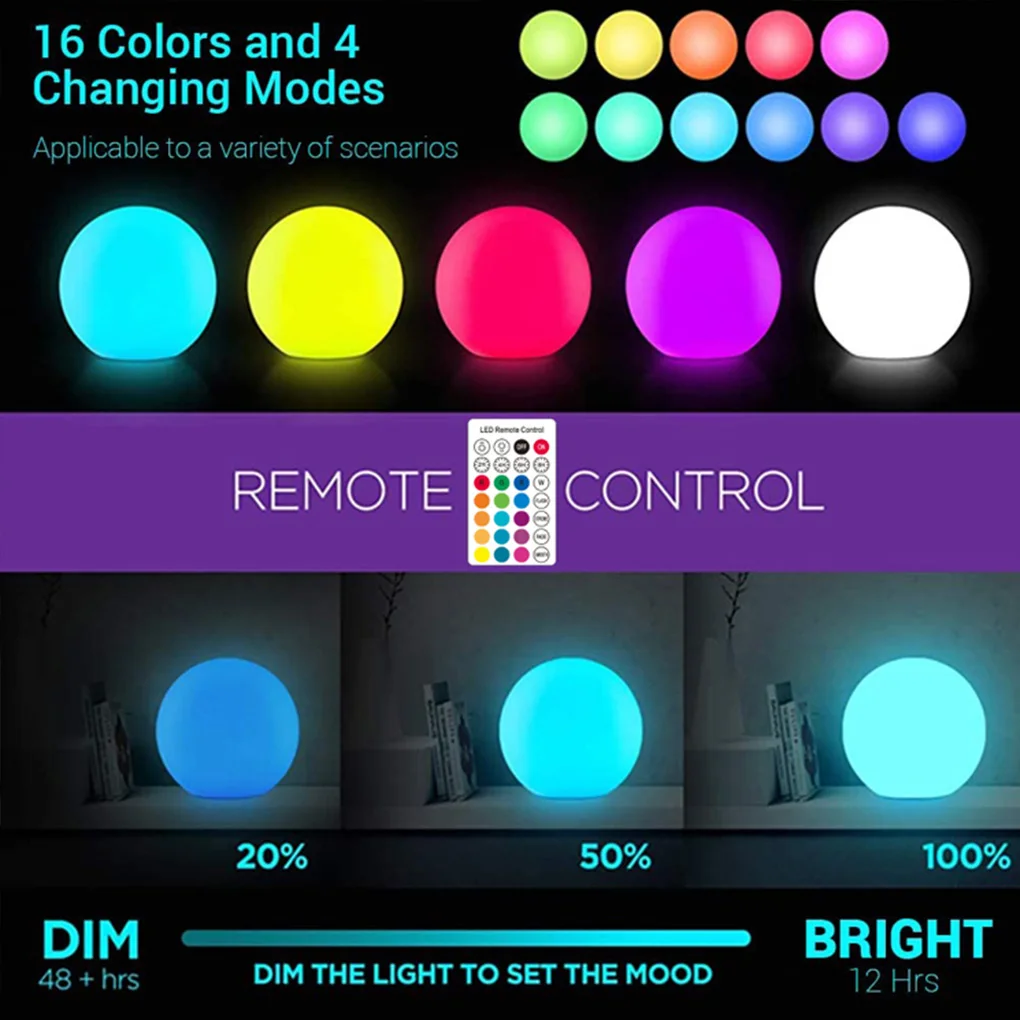 Светодиодная лампа 16 цветов надувные светящиеся шары ландшафтные лампы для