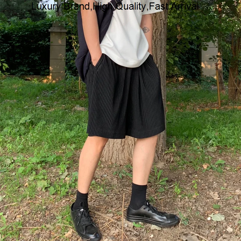 

Мужские Плиссированные прямые брюки Issey Miyake, повседневные шорты из плиссированной ткани