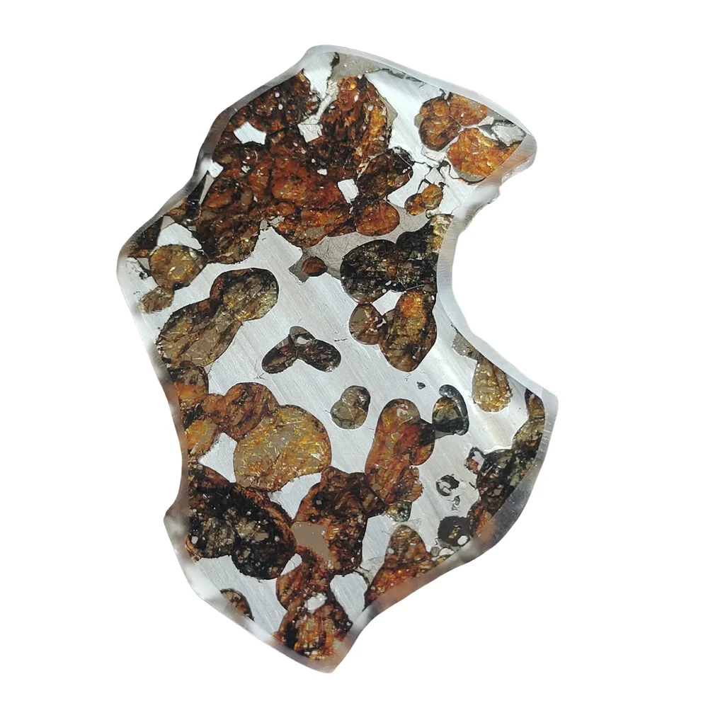

17.6g Seymchan Pallasite Olive Meteorite Slices Specimen Natural Meteorite Material Sliced Collection - CA58