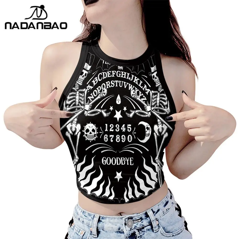 

Модная женская Ретро Майка Nadanbao с оформлением праздника, уличная одежда с цифровой печатью, короткая рубашка, тонкая женская майка без рукавов