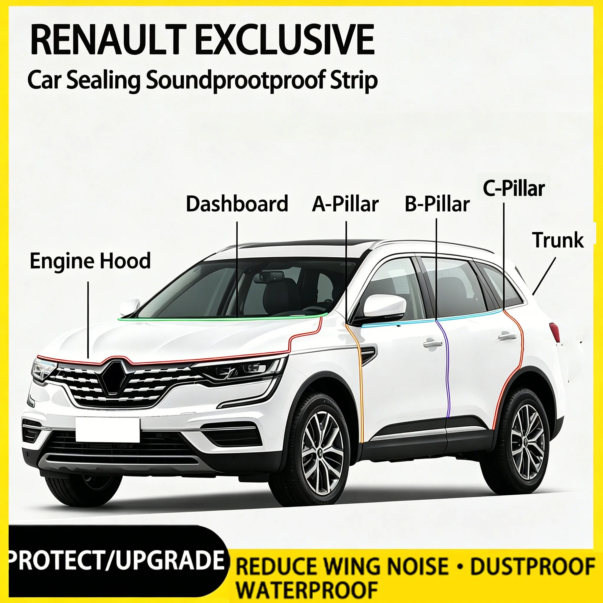 Фото Резиновые уплотнители дверных проемов для Renault Koleos, Kadjar, Captur, ARKANA, Espace, Mégane, Fluence, Taliant, Clio, Zoe, Kangoo, Kwid №1