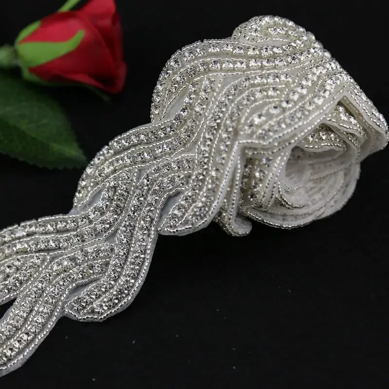 JLZXSY 1 ярд Хрустальная отделка стразы аппликация для глажки свадебная пояса