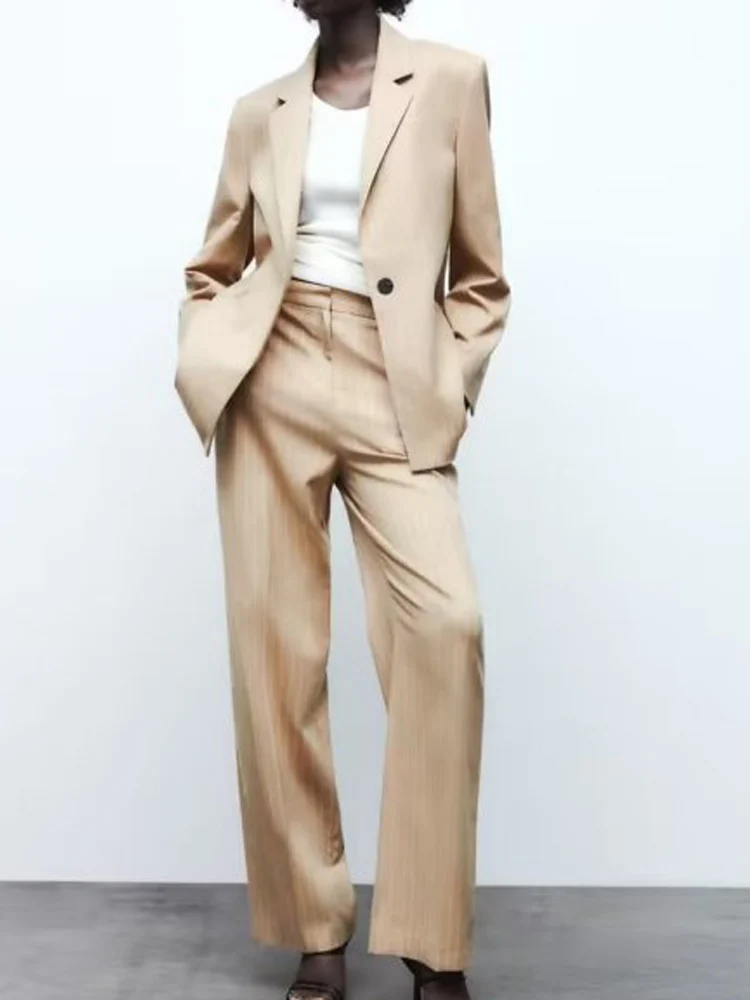 

Женский брючный костюм в полоску Kumsvag, повседневный костюм из двух предметов, свободный пиджак и брюки, одежда для улицы, лето 2022