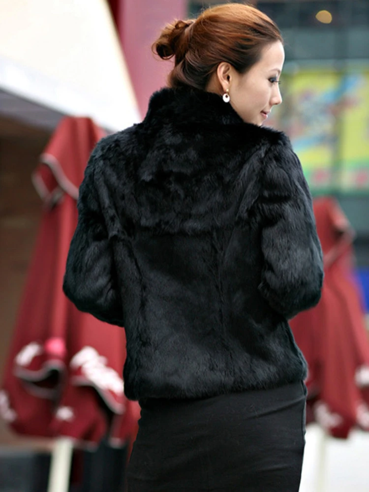 ICCLEK New autumn and winter women's imitation fur coat Long Sleeve women's fur Rex rabbit fur coat fur coat