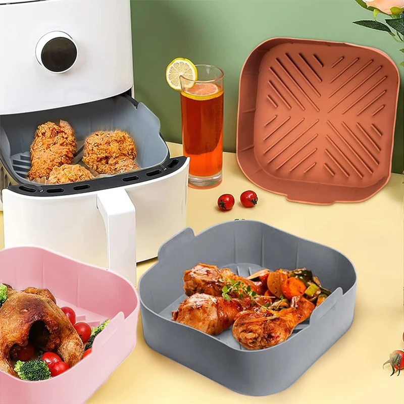 

Silicone Air Fryer Basket Liners Reusable Air Fryer Silicone Pot Tray Heat Resistant Food Baking for Air Fryer Oven Accessories