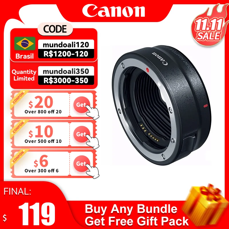 

Canon EF-RF Lens Adapter Original Autofocus Adapter Ring For DSLR EF Lens To Mirrorless Camera RF Lens For R RP R5 R6 R7