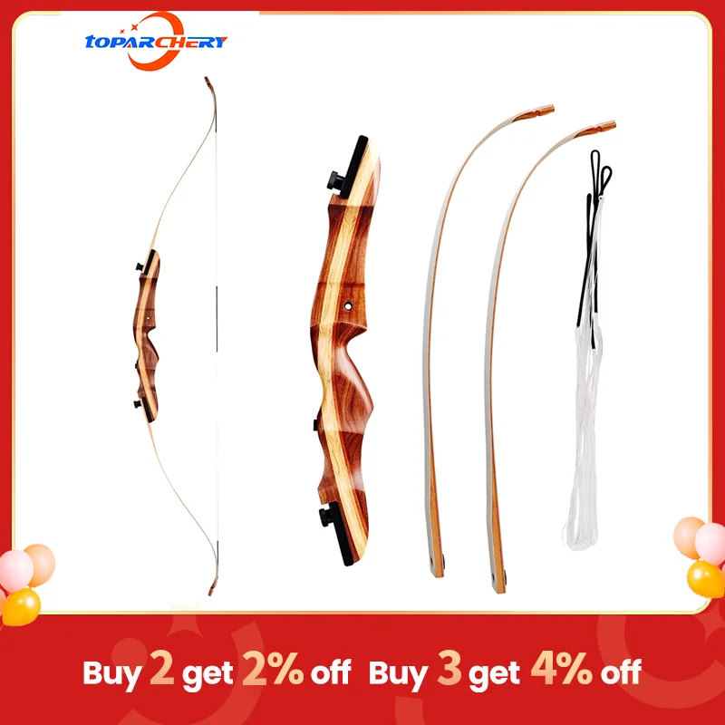 Toparchery Archery Bow Recurve Bow 62inch Take-Down Bow For Shooting Outdoor Sport Hunting Practice Wooden Hunting Bow