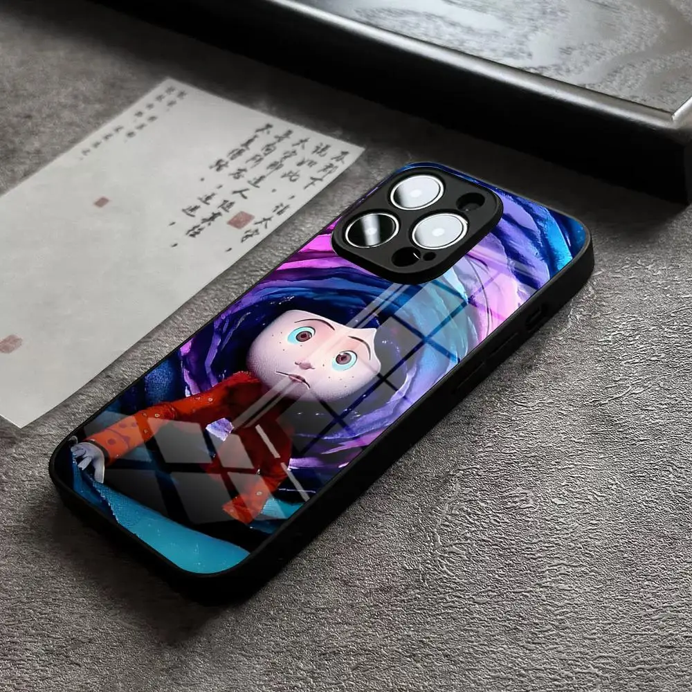 C-Coraline And The Magic Door Phone Case For IPhone 13 Pro Max 14 Plus 12 Mini 11 15 X XR XS 8 7 SE Tempered Glass Cover