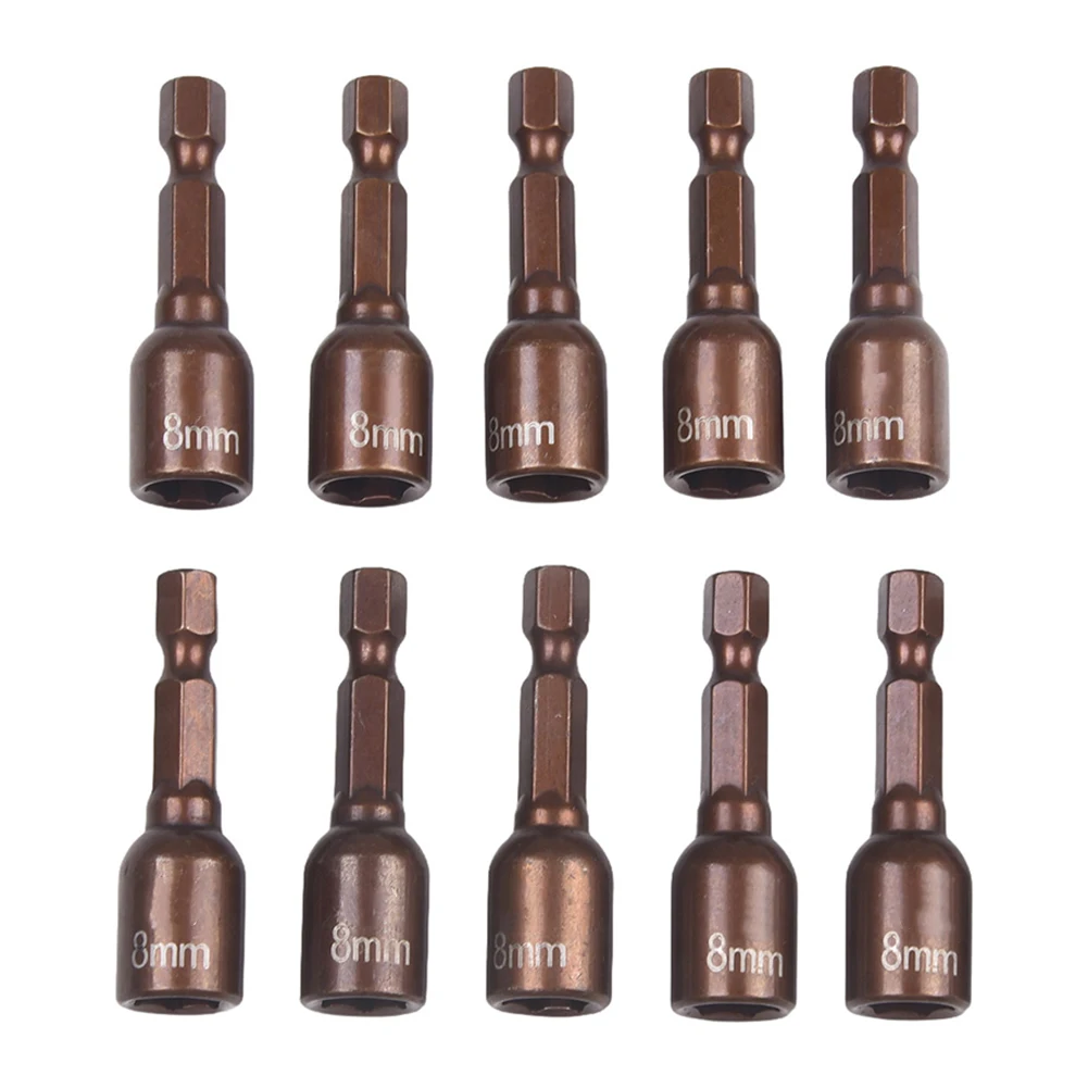 10 шт. 8 мм магнитная гайка отвертка торцевая насадка 1/4 дюйма шестигранный