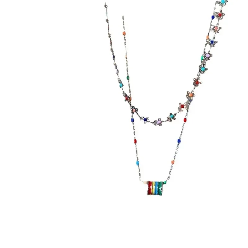 Модное милое красочное цветочное ожерелье элегантное женское с разноцветными