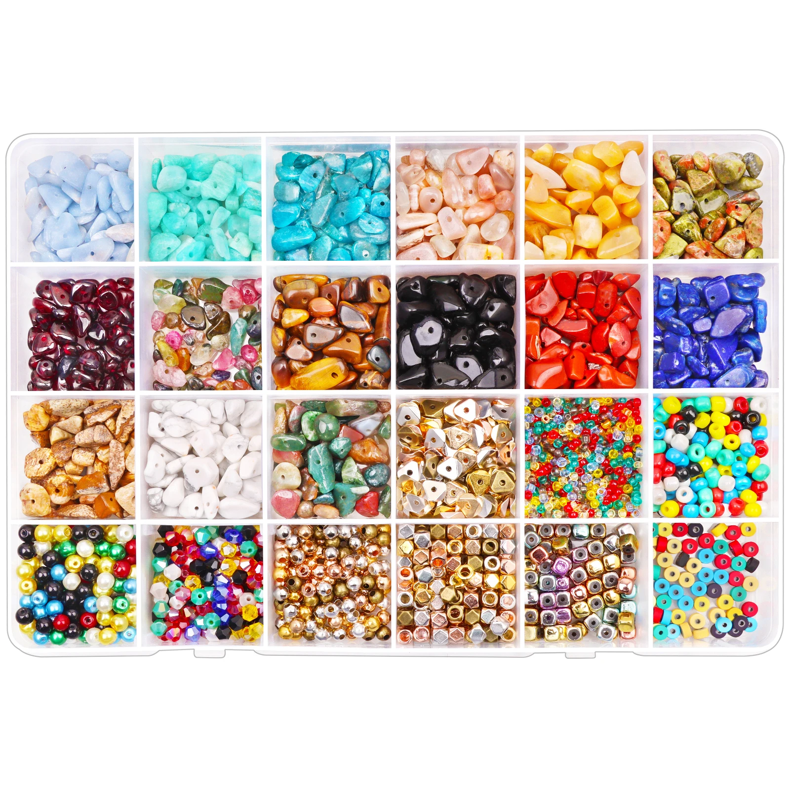 

Jewelry Making Natural Irregular Crystal Chip Beads, Gemstones Beads Kit with Seed Beads, Spacers and Jewelry Making Finding