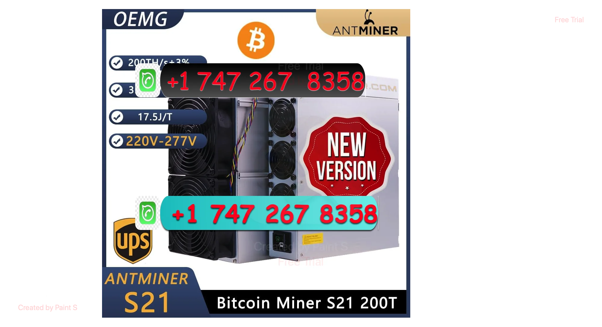 H .GIVEAWAY КУПИТЕ 5 ПОЛУЧИТЕ 3 новый Bitmain Antminer S21 200T 3500 Вт Bitcoin Miner BTC Crypto включает блок