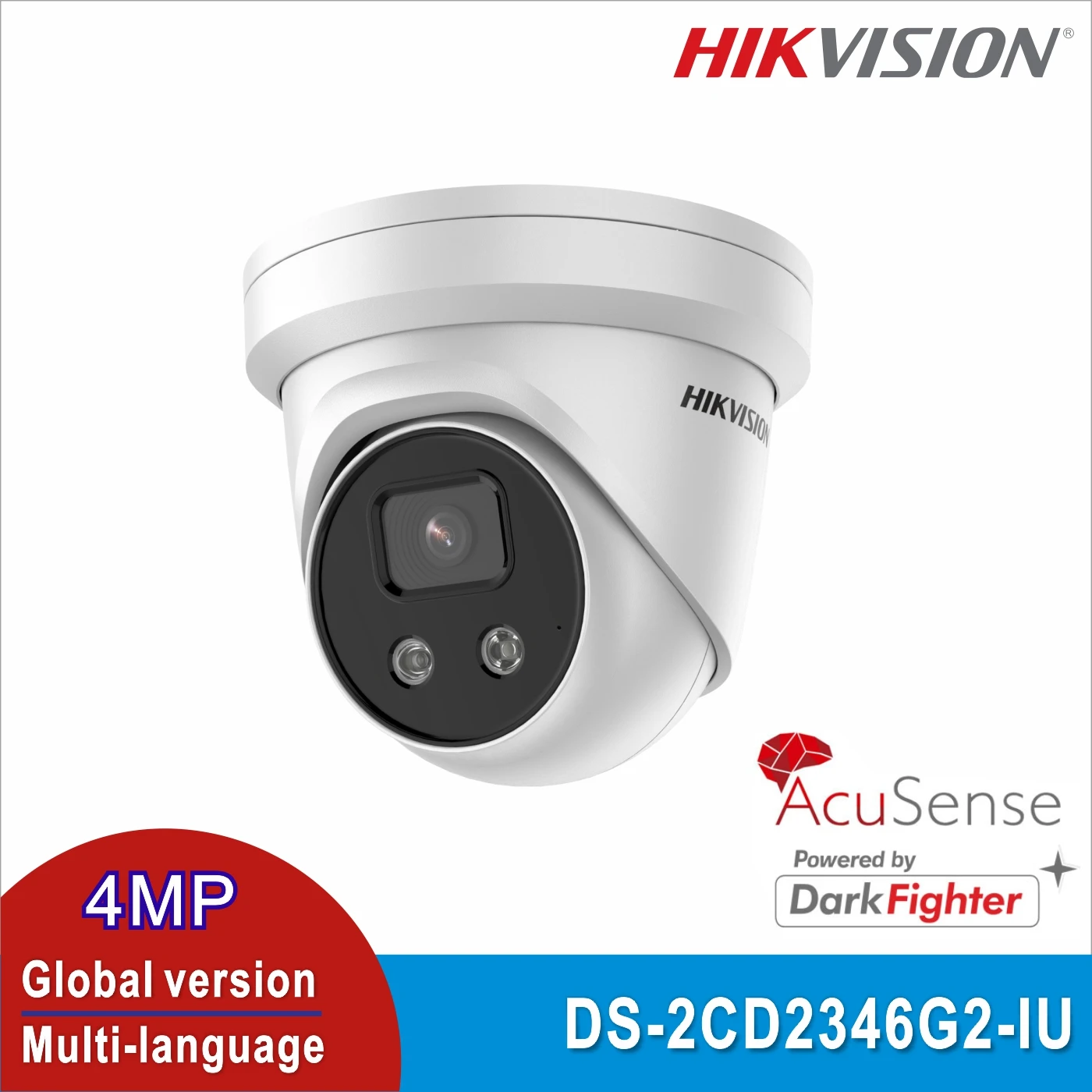 

Hikvision Original DS-2CD2346G2-IU 4MP WDR H.265+ Built-in mic IR30 Poe IP67 Fixed Turret ip camera.