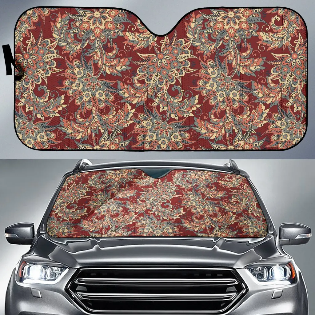 

Brick Floral Bohemian Pattern Print Car Sun Shade