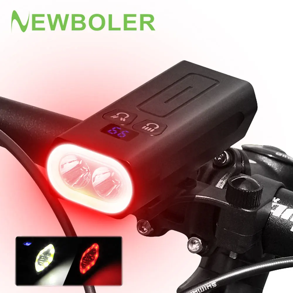 

NEWBOLER новый велосипедный фонарь 5200 мАч зарядка через usb высокая яркость IPX6 непромокаемый алюминиевый сплав MTB велосипедный светильник аксес...