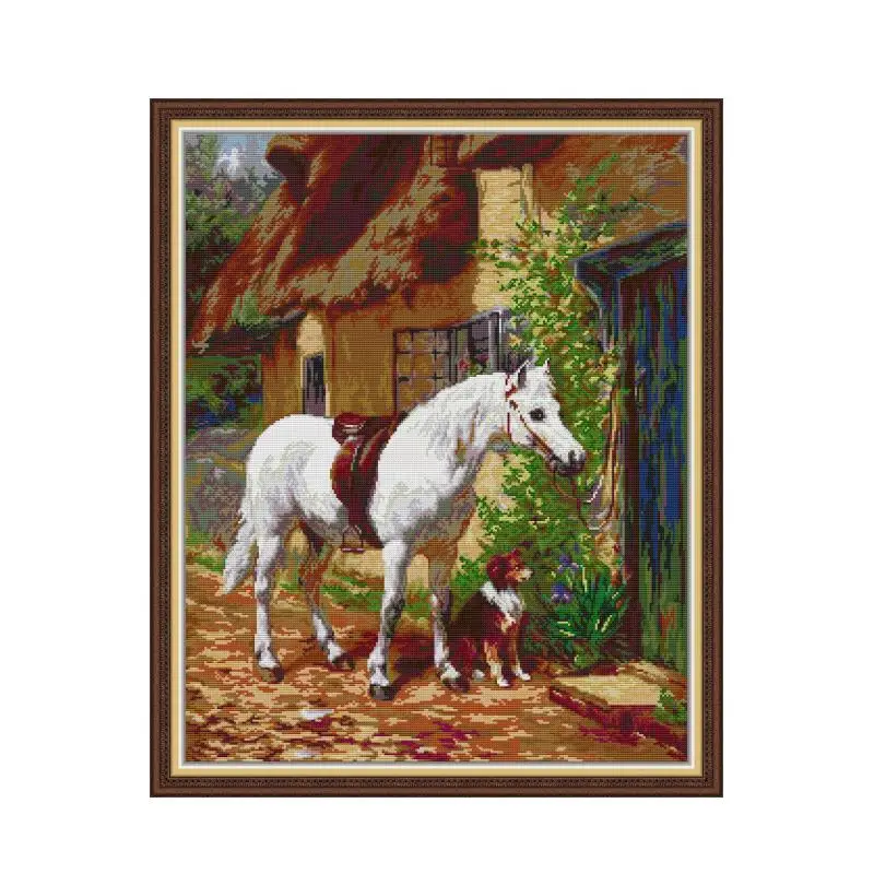 

By the Cottage cross stitch kit 14ct 11ct count print canvas sew cross-stitching embroidery DIY handmade needlework