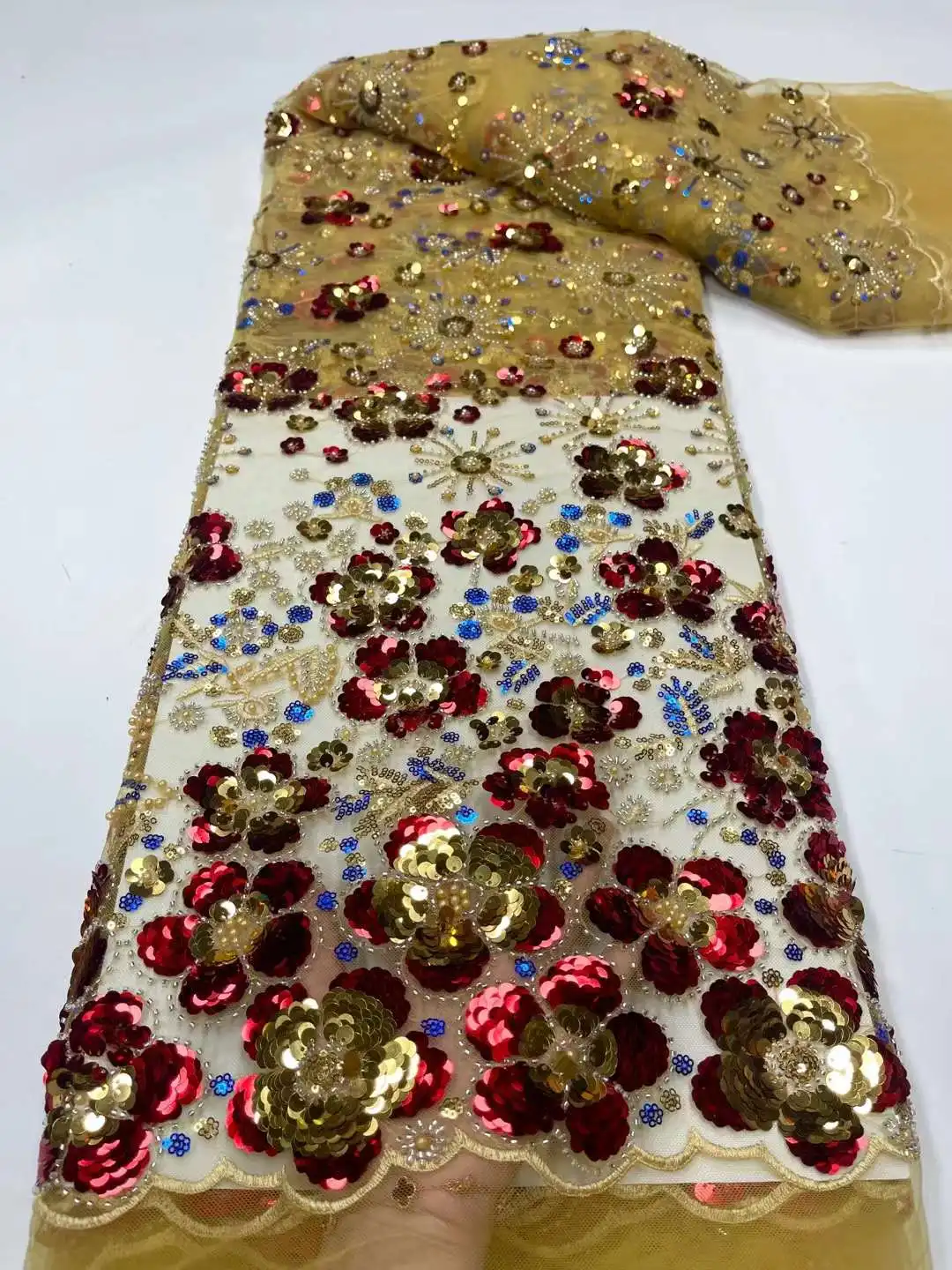 

DUOFEIYA Latest African Sequins Lace Fabric With Beads Tube French Tulle Groom Lace Fabric Nigerian Lace Fabric For Dress
