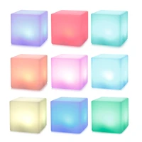 2021 usb rechargeable led cube shape night light with remote control for bedroom 7 colors changing night light built in battery