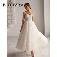roddrsya princess short wedding dress a line sweetheart spaghetti straps tulle bridal gown lace up back ankle length custom made