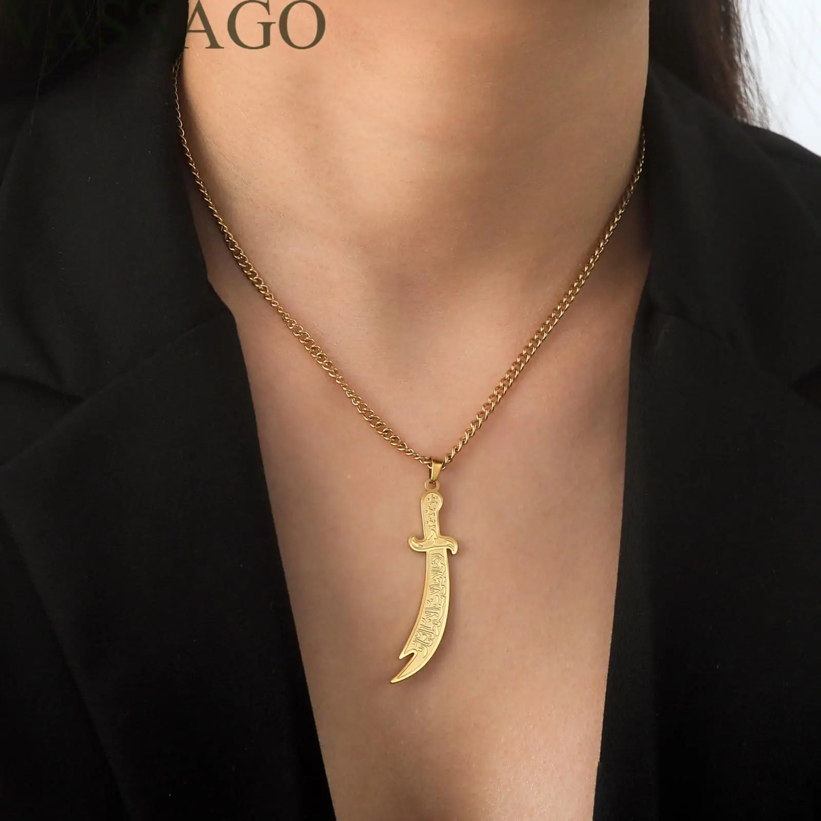 VASSAGO Zulfiqar меч ожерелье Имама Али Зульфиqar кулон арабская руна исламские