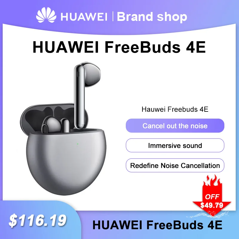 

Оригинальные беспроводные наушники Huawei FreeBuds 4e, Bluetooth 5,2, беспроводные наушники с активным шумоподавлением для Huawei Mate 40 Pro P50