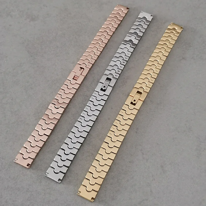6 8 10 12 14 16mm Small Size Women's Fashion Fashion Diamond Shiny Stainless Steel Watch Strap