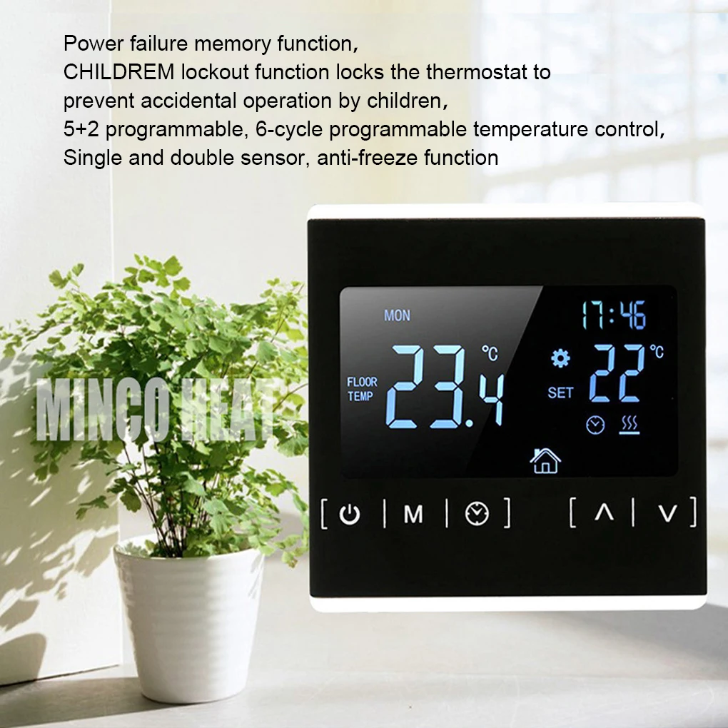 

110V 120V 230V All Touch Screen Temperature Controller Thermoregulator Black Back Light Electric Heating Room Thermostat WiFi