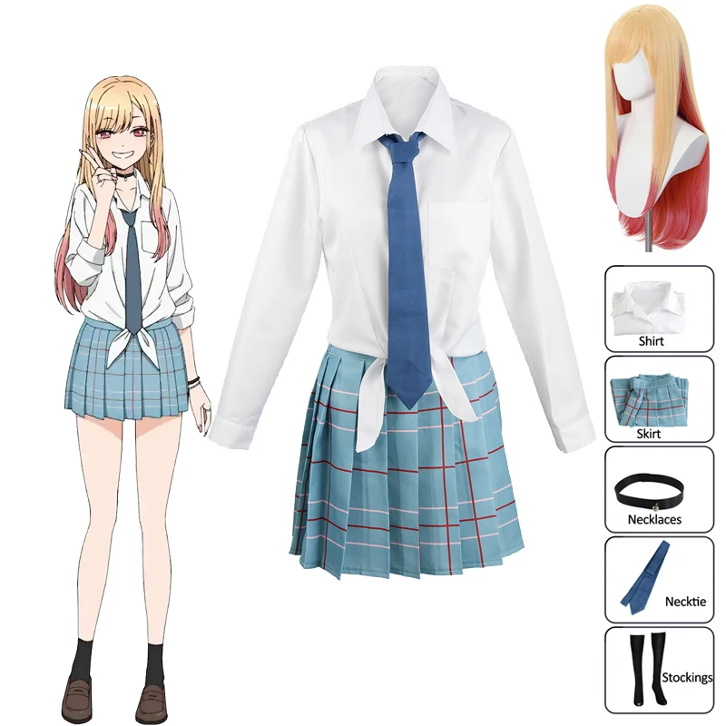 

Anime My Dress Up Darling Marin Kitagawa Cosplay Costume School Uniform Skirt Outfits Halloween Carnival Clothes