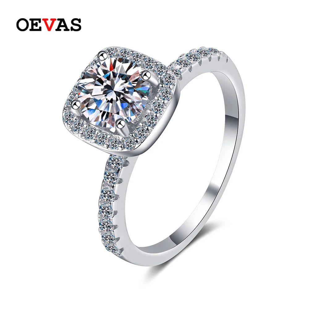

OEVAS 100% 925 Sterling Silver 0.5CT 1CT 2CT Moissanite Ring Diamond Band Ring For Women Sparkling Wedding Fine Jewelry Gifts