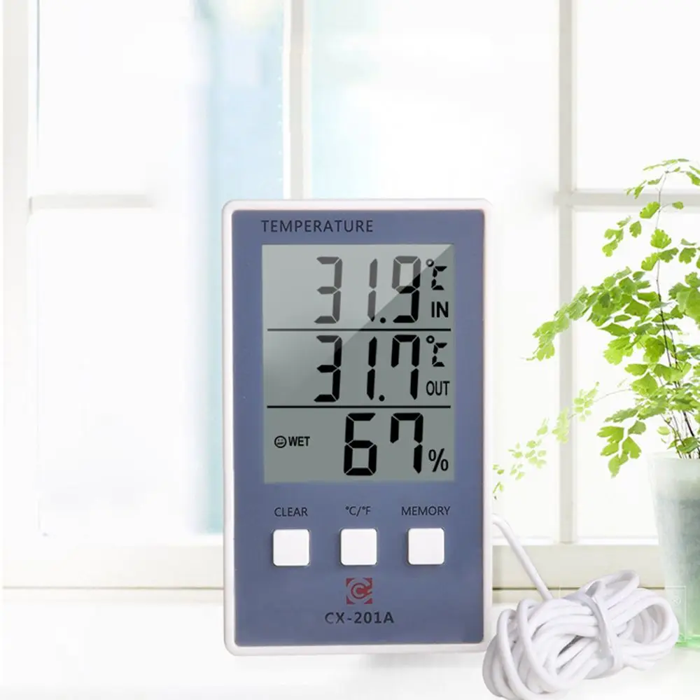

Digital Thermometer Hygrometer Indoor Outdoor Temperature Humidity Meter C/F LCD Display Sensor Probe Weather Station Aquarium