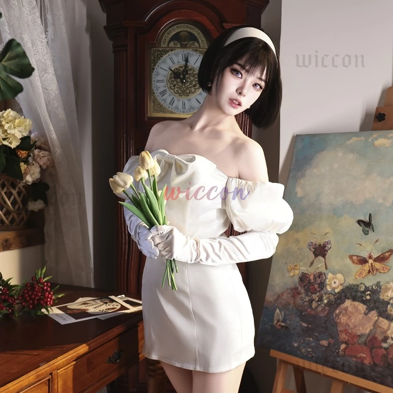 Premiun Alien Stage Sua косплей костюм женское милое белое платье головные уборы нарядная