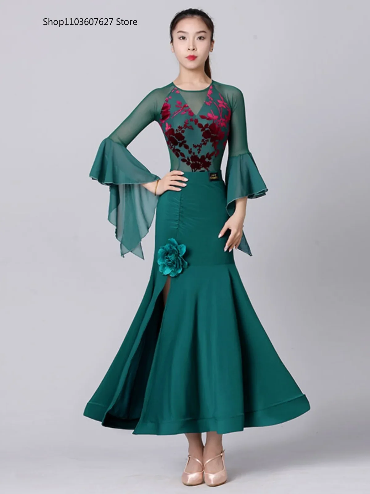 Новая длинная юбка для бальных танцев современные танцы новый женский зеленый